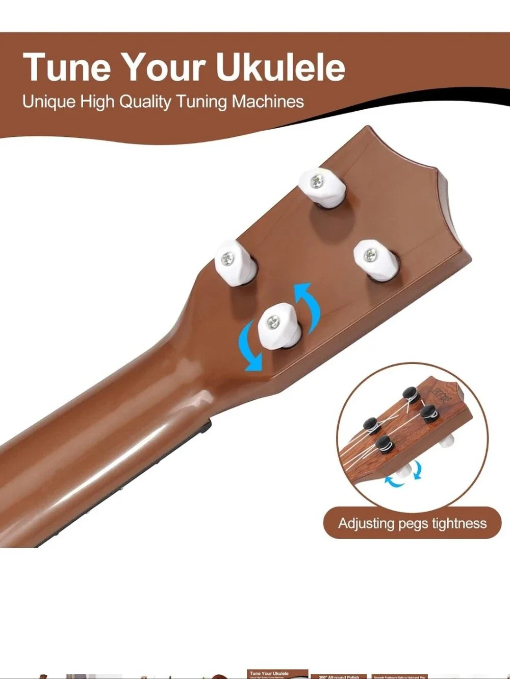 Kids Wooden Ukulele Toy - Brown Learning Guitar